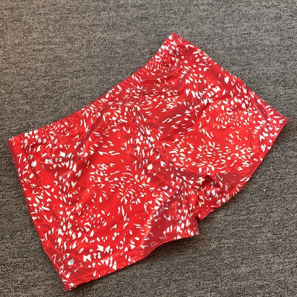 Red Foil Holo Confetti Spandex Hot Shorts L Or XL Cheer & Dance—New - Picture 7 of 11